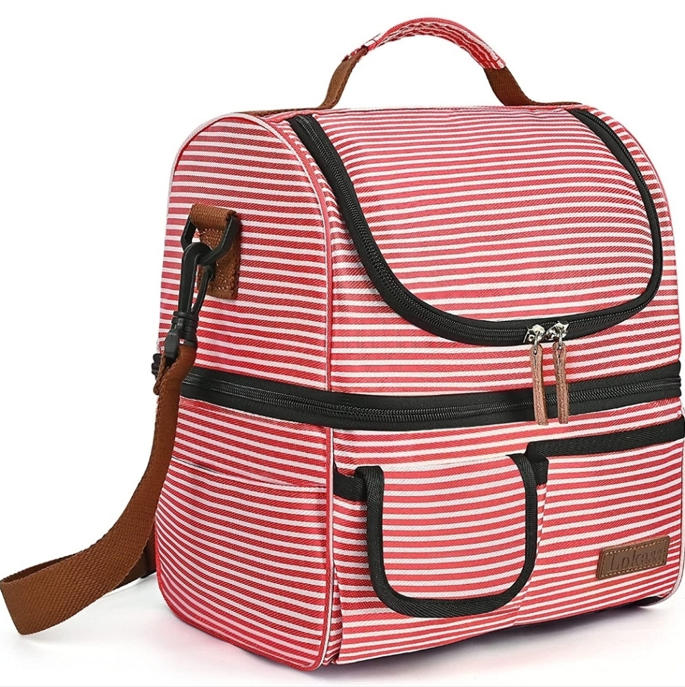 NWOT Red and white striped Lokass lunchbox